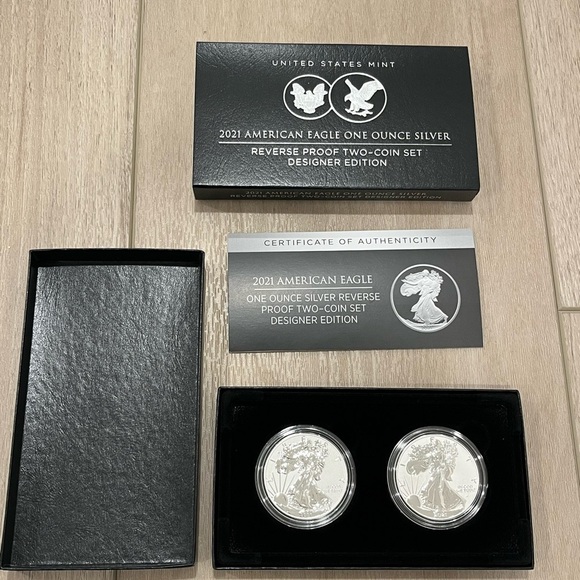 2021 W/S American Eagle Proof Two Coin Set Designer Edition 21XJ W/COA NEW - Picture 1 of 3